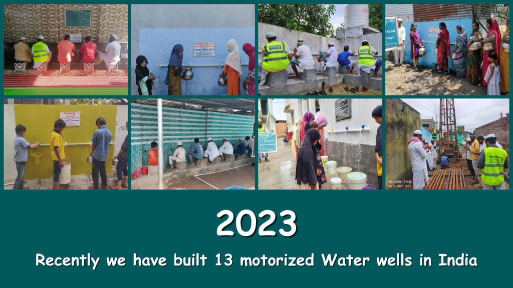 A motorized water well pumping clean water, ensuring a sustainable and reliable water source for the community.
